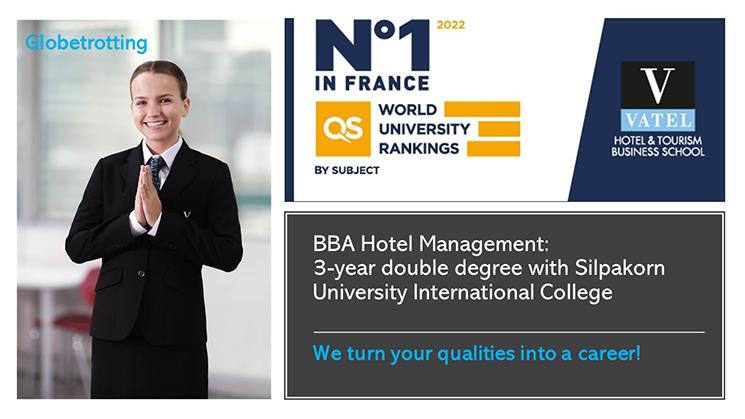 Publicite Vatel pour le diplome double cursus BBA Hotel Management