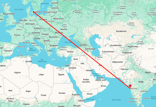 Vols entre Copenhague et Mumbai en Inde