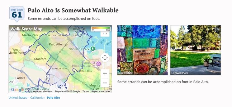 Le Walk Score à Palo Alto