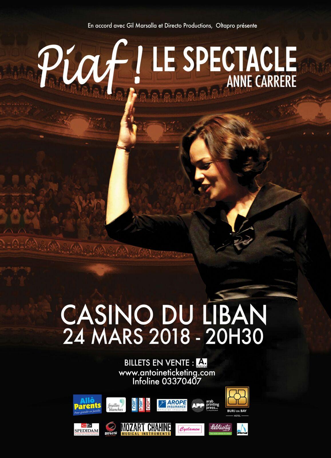 PIAF LE SPECTACLE débarque à Beyrouth le 24 mars au Casino du Liban.
