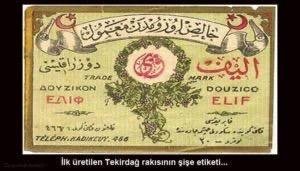 Etiquette de la première bouteille de Raki