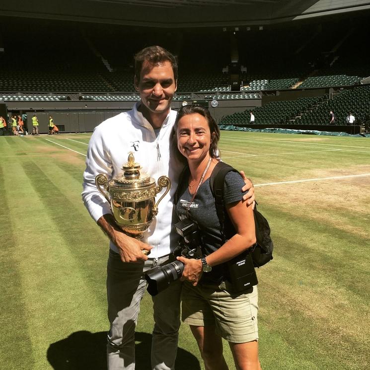 Corinne Dubreuil avec Roger Federer à Wimbledon