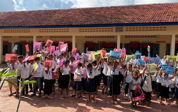 Les élèves de l'école primaire du village de Kampot lors de la rentrée scolaire.
