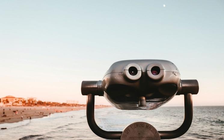 Jumelles et mer en fond