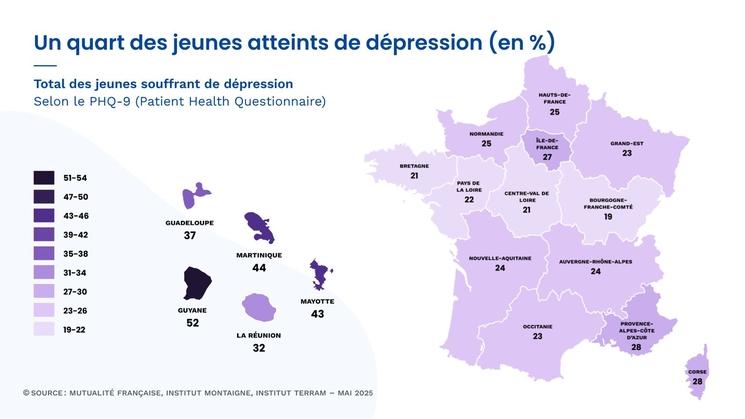 Carte : jeunes souffrant de dépression