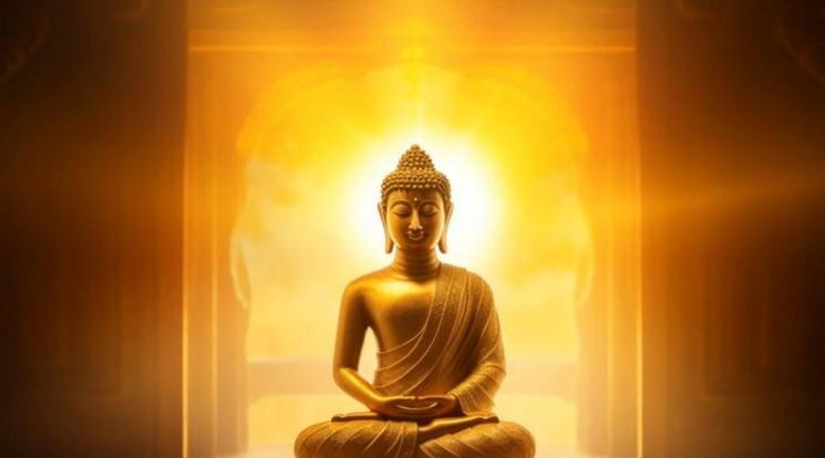 Bouddha doré éclairé