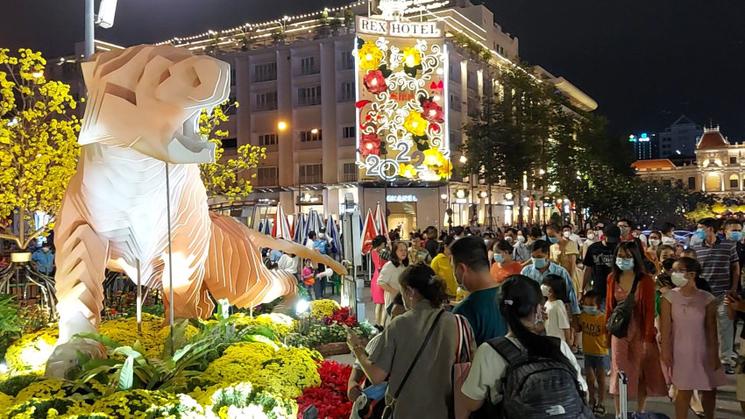 Année du tigre et décorations dans le centre de Saïgon