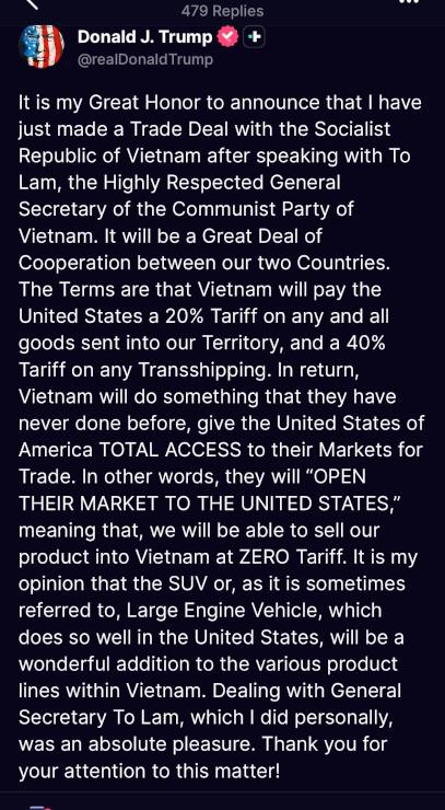 Annonce de Trump sur les taxes et droits de douane