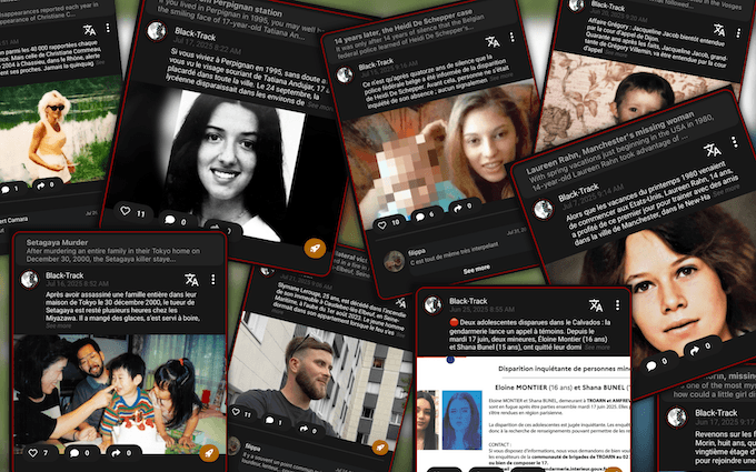 captures d'écran du fil d'actualité black-trace