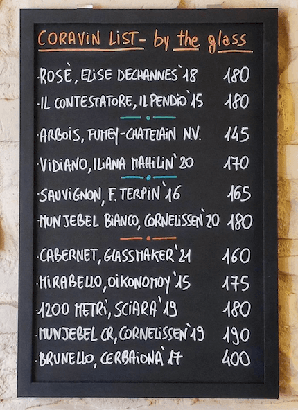 Carte des vins du bar Poldo à Copenhague