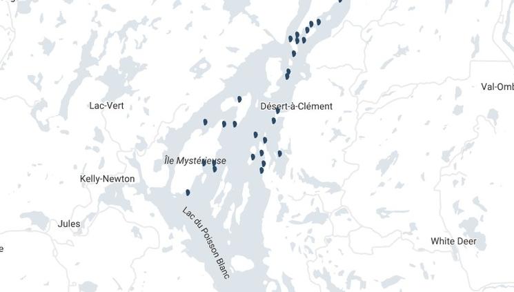 carte camping îles Lac du poisson blanc