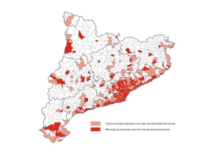 carte des zones tendues loyer en catalogne/generalitat