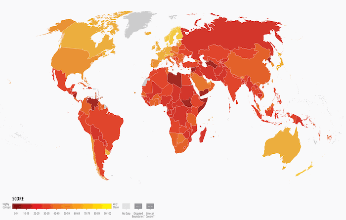 carte de la corruption dans le monde