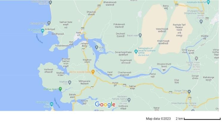Carte de la côte de Konkan dans le Maharashtra