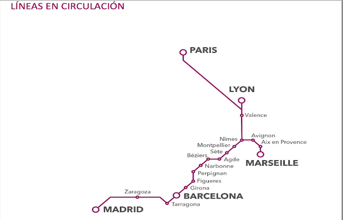 carte du reseau grande vitesse france espagne