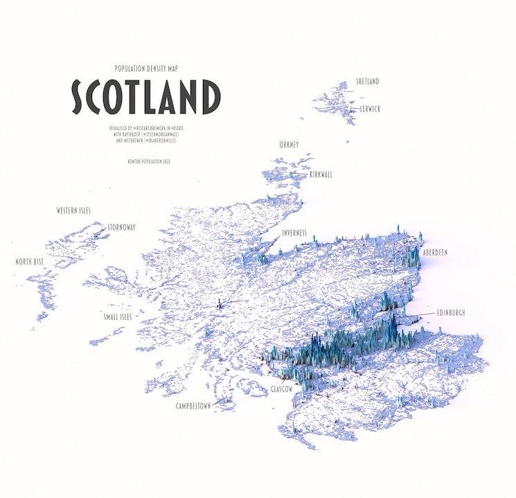cartographie densité de la population ecosse