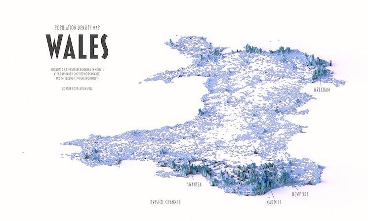 cartographie densité de la population pays de galles