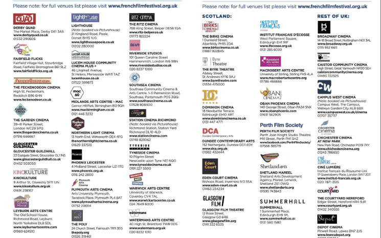 cinémas du french film festival