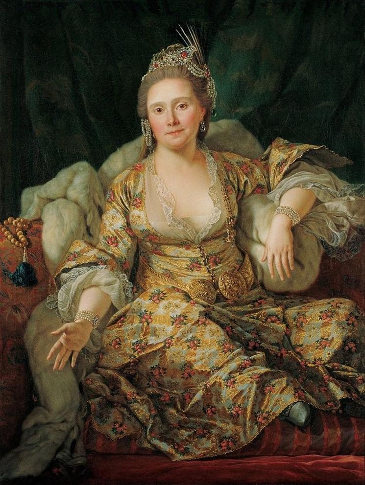Portrait de la comtesse de Vergennes en costume de sultane, peint par Antoine de Favray