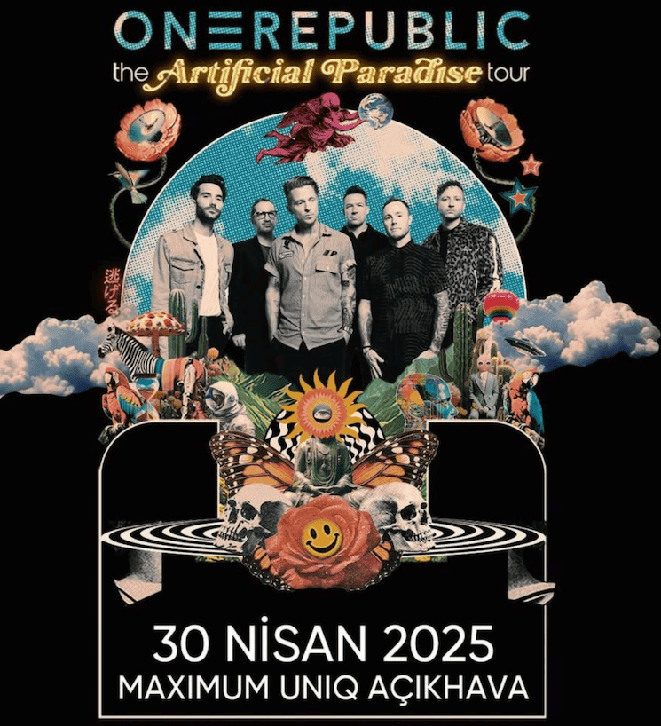 Affiche officielle du concert de OneRepublic à Istanbul, le 30 avril 2025 au Maximum Uniq Açıkhava