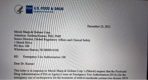 courrier de la FDA à Merck sur le molnupiravir
