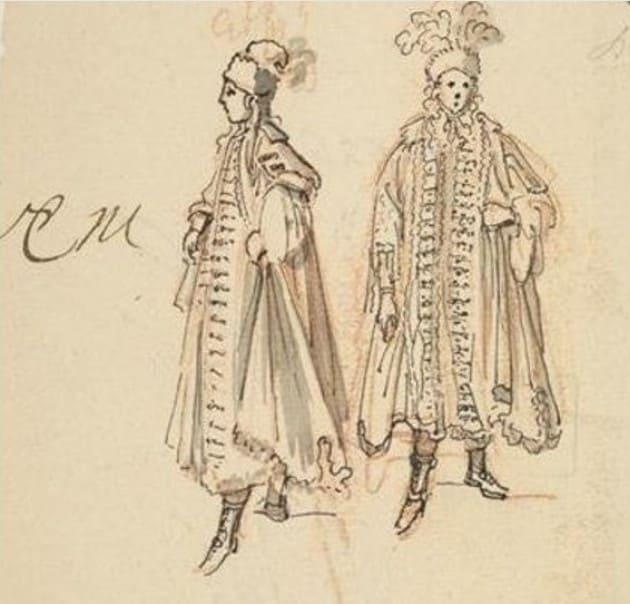 Croquis de costumes inspirés de la mode turque pour le bal des Ifs