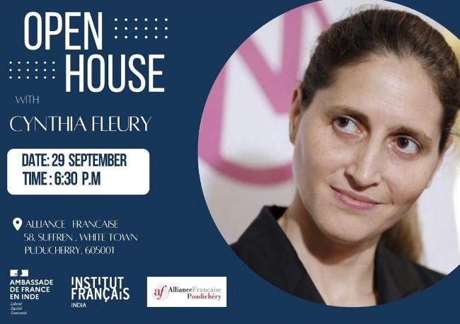 Affiche de la conférence de Cynthia Fleury à l'Alliance française de Pondichéry