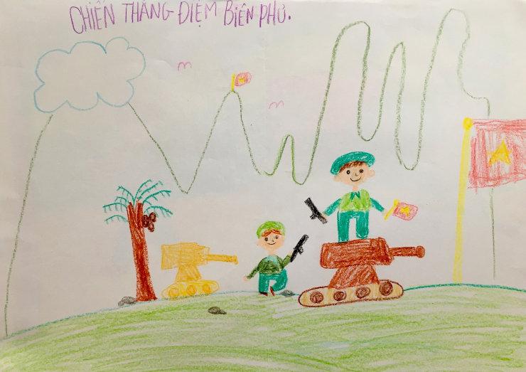 Dessin de la bataille de Dien Bien Phu par un enfant vietnamien