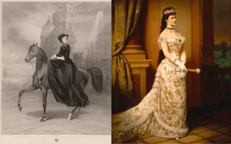 Duchesse en Bavaria Elisabeth (15 ans), de Karl von Piloty et Impératrice Elisabeth d'Autriche en robe de gala de Georg Martin Ignaz Raab