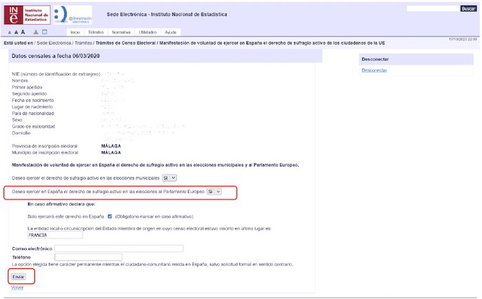 capture d ecran de la plateforme internet des elections europeennes