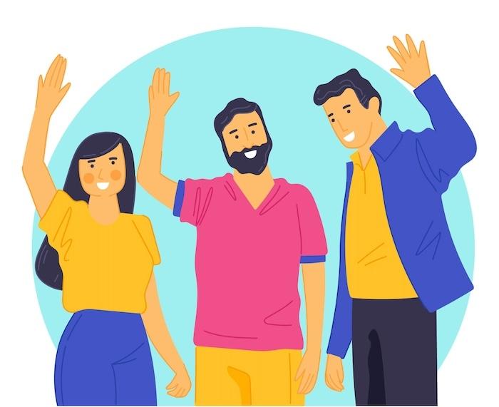 personnes en train de dire au revoir