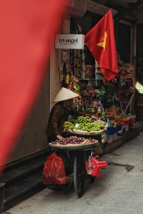 Femme vendant des fruits au Vietnam