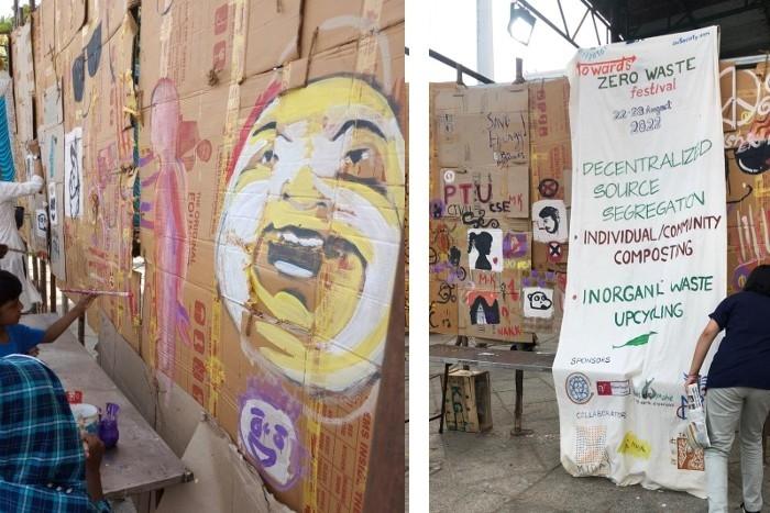 Affiches en préparation pour le festival Zéro Déchets de Pondichéry