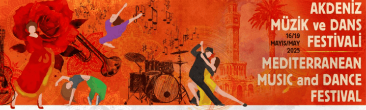 Affiche officielle du Festival méditerranéen de musique et de danse à Izmir, du 16 au 19 mai 2025.