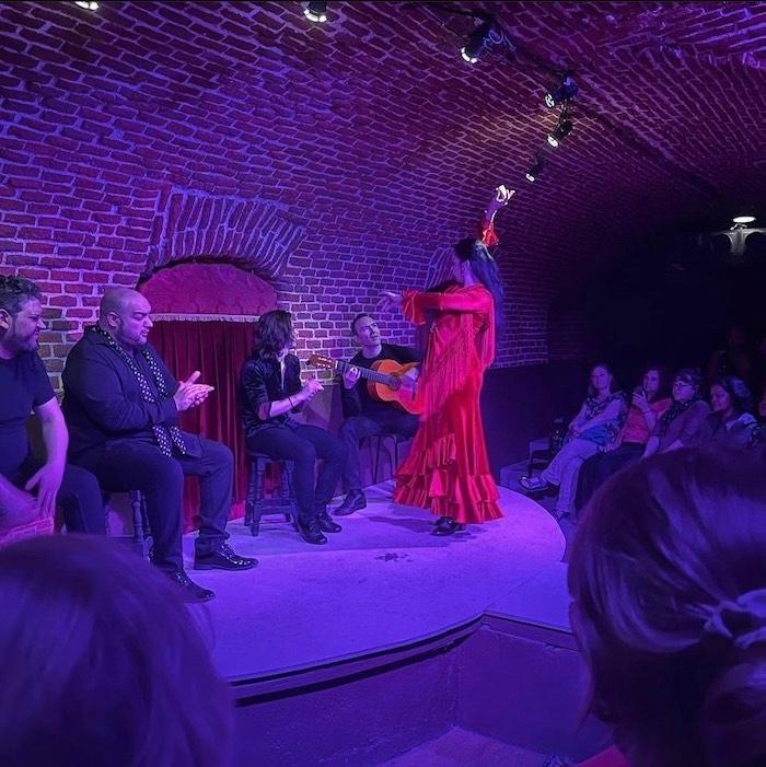 la danseuse de flamenco tourne sur la scène
