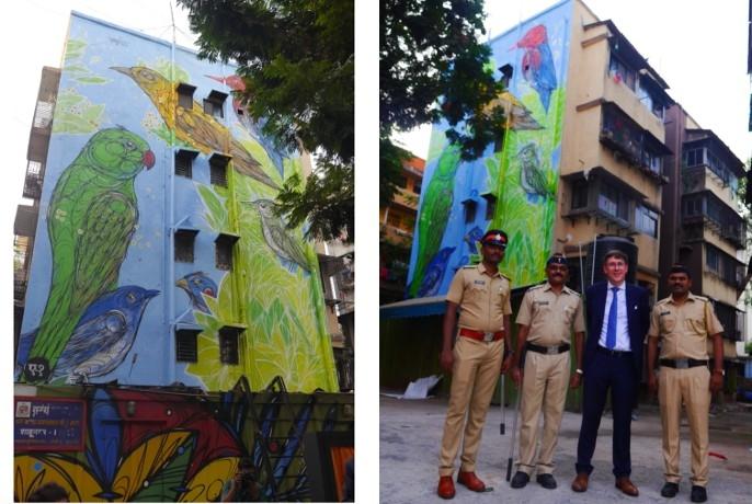 La fresque de Dzia à Dharavi à Mumbai