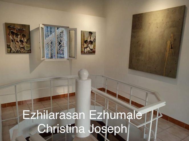 Oeuvres de l'artiste Ezhilarazan Ezhumale à la galerie Kalinka de Pondichéry