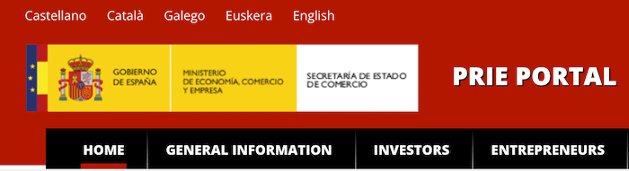 portail du gouvernement espagnol pour le golden visa