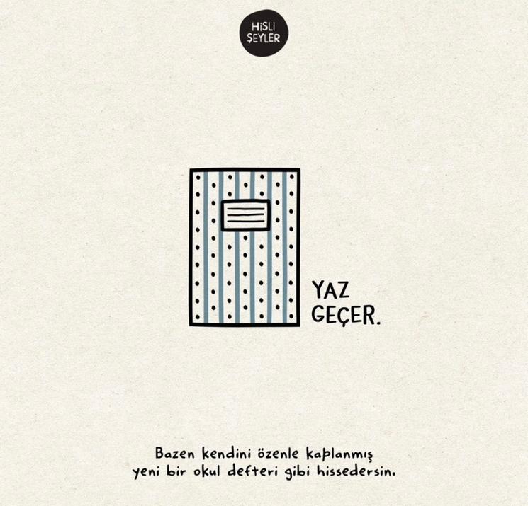 Illustration Hisli Şeyler : cahier d’école neuf symbolisant les attentes et le début du parcours scolaire en Turquie