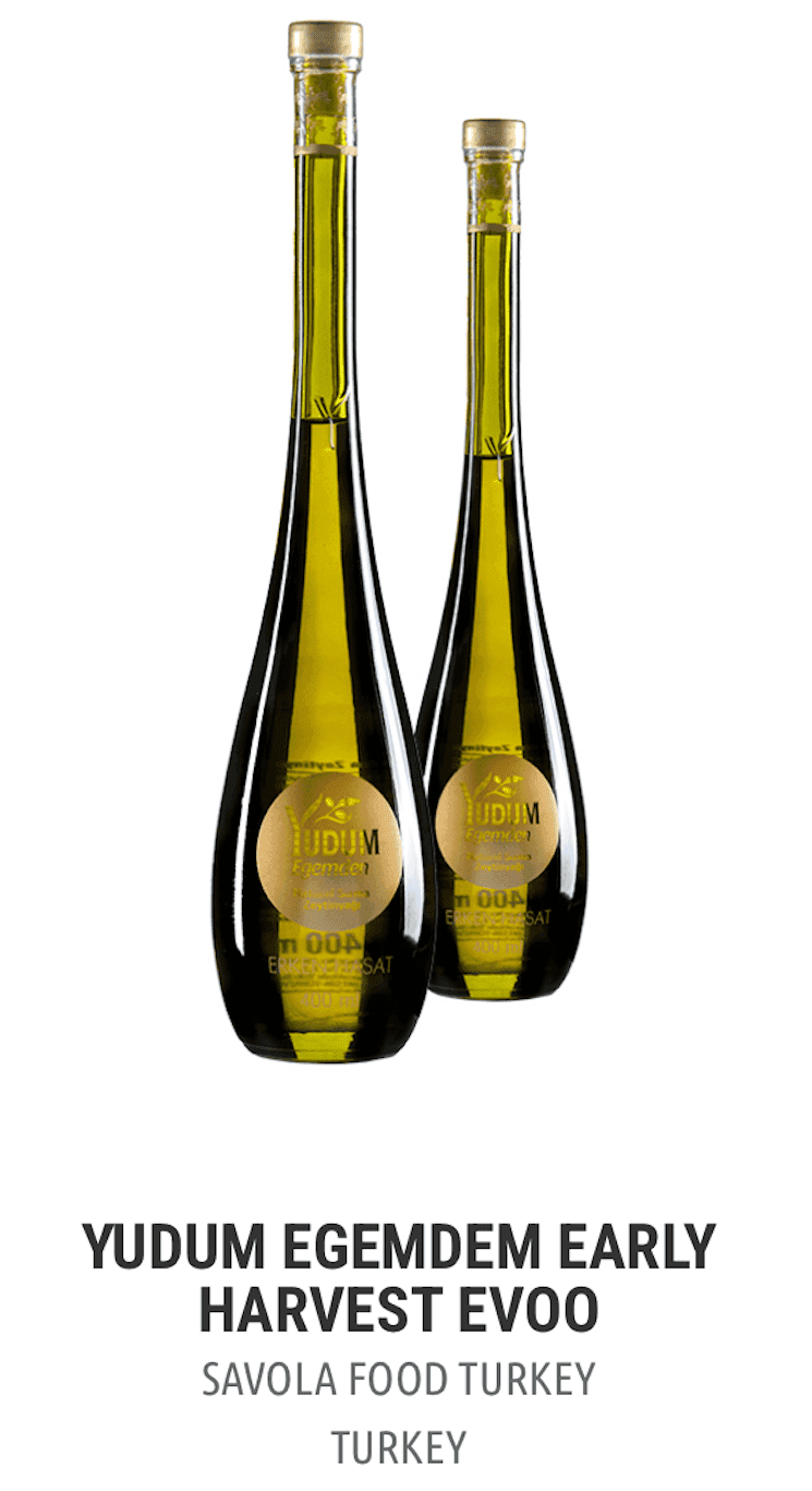 Bouteilles d’huile d’olive Yudum Egemden Early Harvest EVOO, reconnues au classement EVOOLEUM 2025 pour leur qualité exceptionnelle.