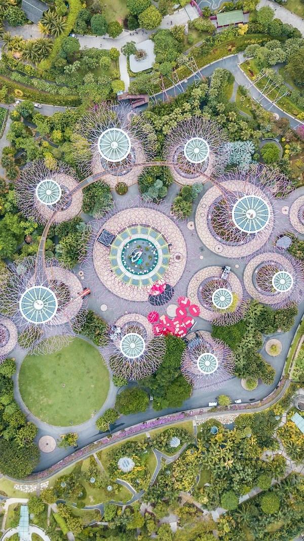 Singapour vue du ciel avec ses gratte ciel et natures
