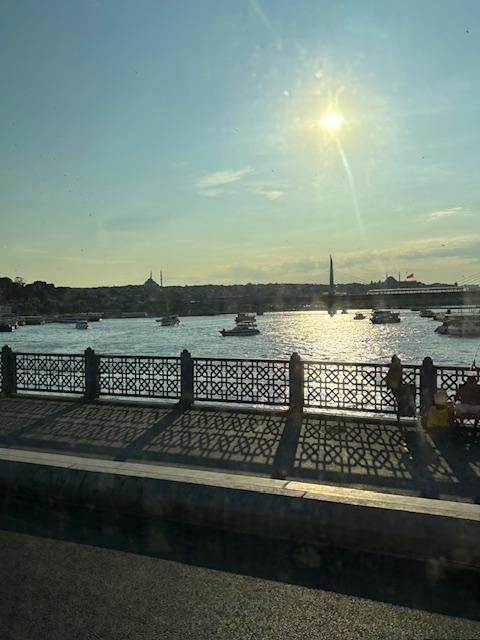 Vue du Bosphore à Istanbul depuis un pont au coucher du soleil