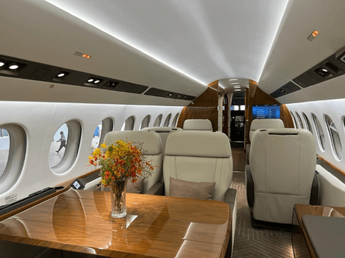 intérieur d'un jet privé