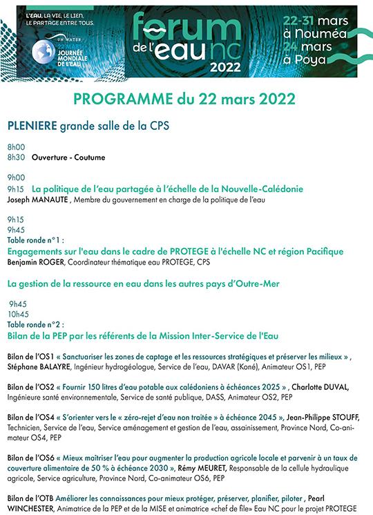 journée de l'eau 2022 nouvelle calédonie programme