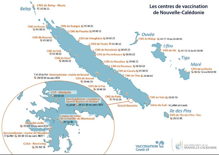 liste des centres de vaccination contre la Covid-19 en Nouvelle-Calédonie