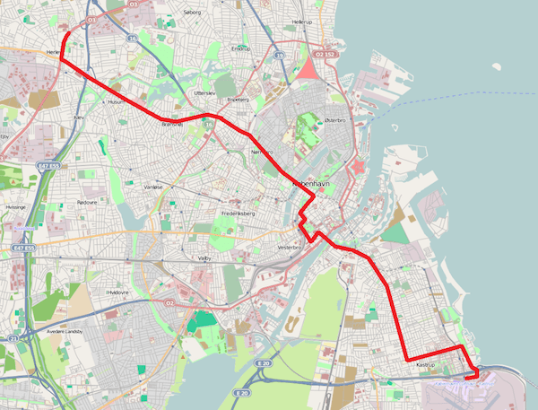 itinéraire de la ligne 5C à Copenhague