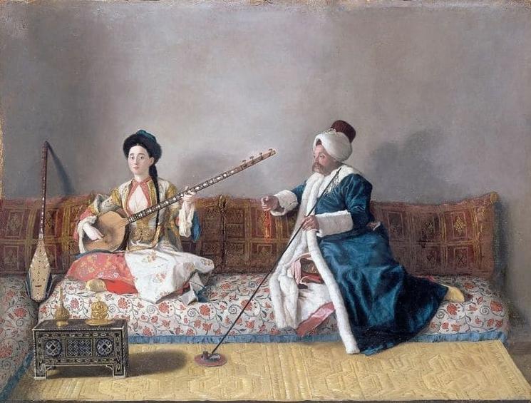 Monsieur Levett et Mademoiselle Glavani en tenue turque, peinture de Liotard