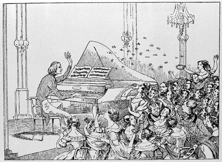 Caricature de l’hystérie des admiratrices de Liszt pendant ses concerts