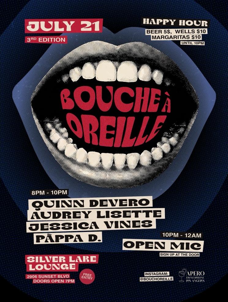 « Bouche à Oreille » le mardi 21 juillet 2028 au Silverlake Lounge