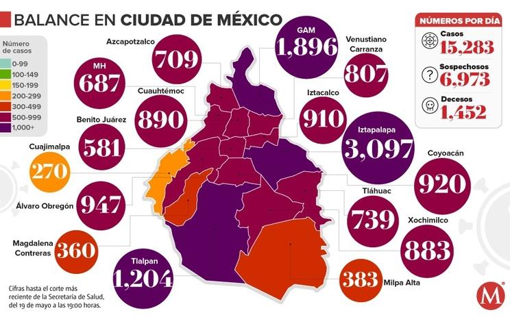 Carte cas de coronavirus Mexique